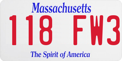 MA license plate 118FW3