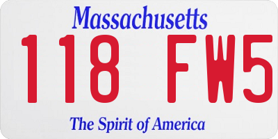MA license plate 118FW5