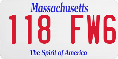 MA license plate 118FW6