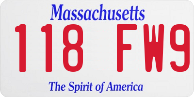 MA license plate 118FW9