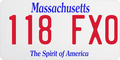 MA license plate 118FX0