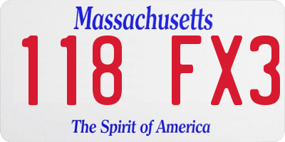 MA license plate 118FX3
