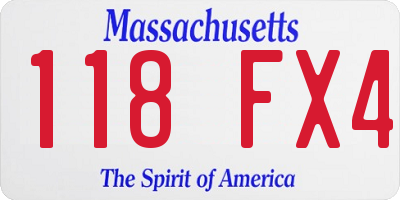 MA license plate 118FX4