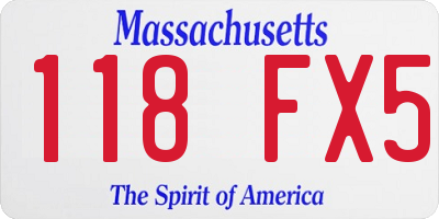 MA license plate 118FX5