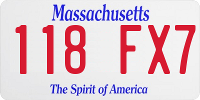 MA license plate 118FX7