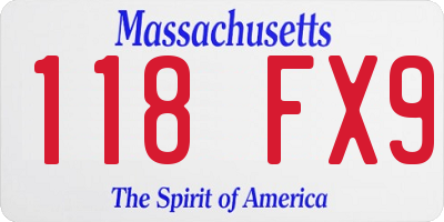 MA license plate 118FX9