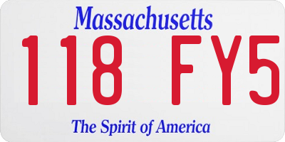 MA license plate 118FY5