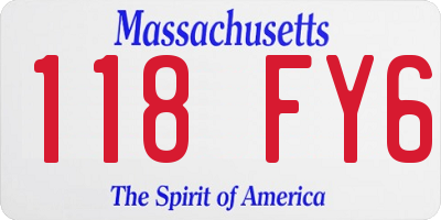 MA license plate 118FY6