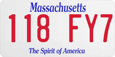 MA license plate 118FY7