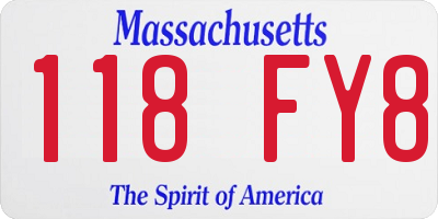 MA license plate 118FY8