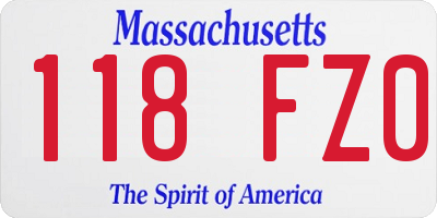 MA license plate 118FZ0