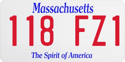 MA license plate 118FZ1