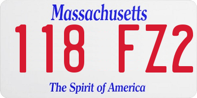 MA license plate 118FZ2