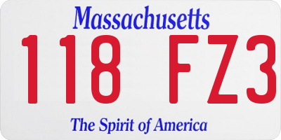 MA license plate 118FZ3