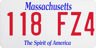 MA license plate 118FZ4