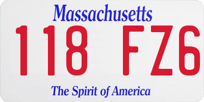 MA license plate 118FZ6