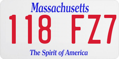 MA license plate 118FZ7