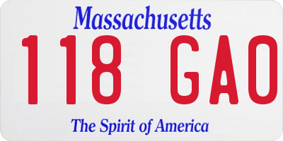 MA license plate 118GA0