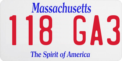 MA license plate 118GA3