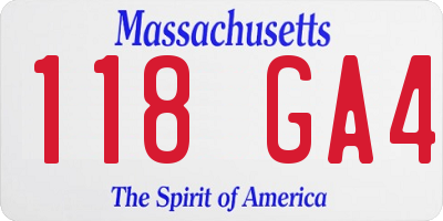 MA license plate 118GA4