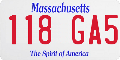 MA license plate 118GA5