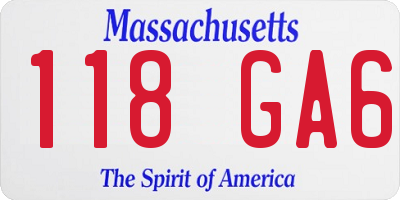 MA license plate 118GA6