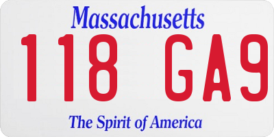 MA license plate 118GA9