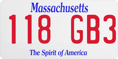 MA license plate 118GB3