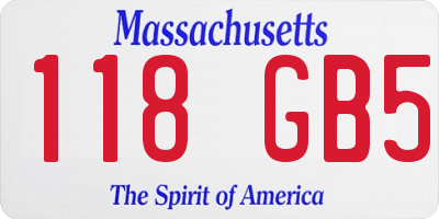 MA license plate 118GB5