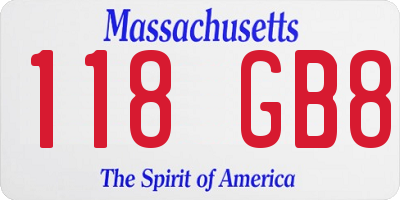 MA license plate 118GB8