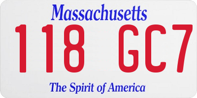 MA license plate 118GC7