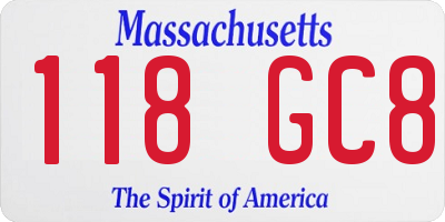 MA license plate 118GC8