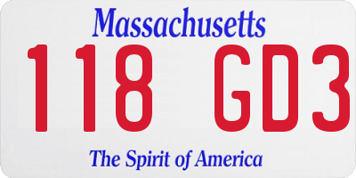 MA license plate 118GD3