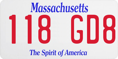 MA license plate 118GD8