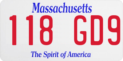 MA license plate 118GD9