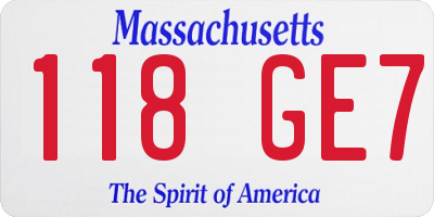 MA license plate 118GE7