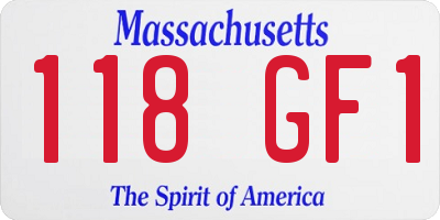 MA license plate 118GF1