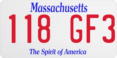 MA license plate 118GF3