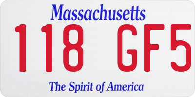 MA license plate 118GF5