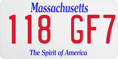 MA license plate 118GF7