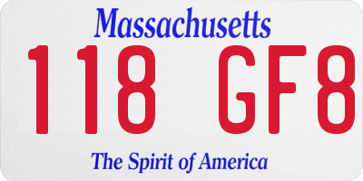 MA license plate 118GF8
