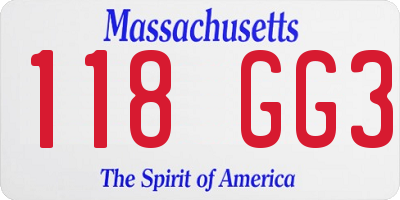MA license plate 118GG3