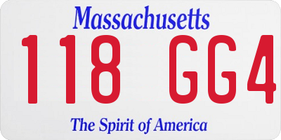MA license plate 118GG4
