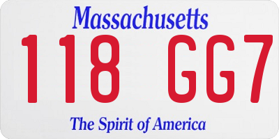 MA license plate 118GG7