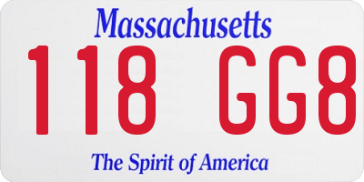 MA license plate 118GG8