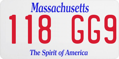 MA license plate 118GG9