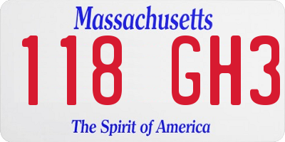 MA license plate 118GH3