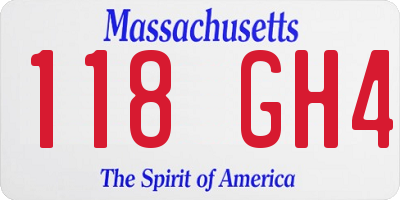 MA license plate 118GH4