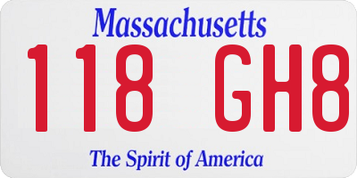 MA license plate 118GH8