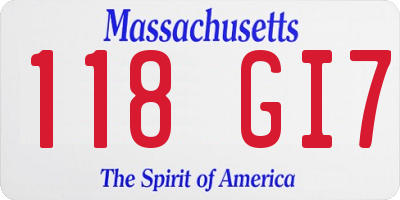 MA license plate 118GI7